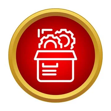 Box containing gears representing engineering development and repair Stock Illustration