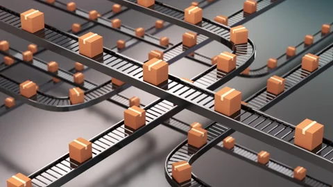 Box Conveyor Stock Footage 243400214