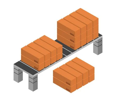 Box conveyor illustrated in vector on a white background 스톡 일러스트