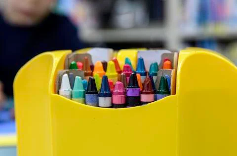 Box of crayons 스톡 사진