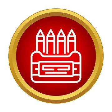 Box of crayons in red circle icon 库存插图