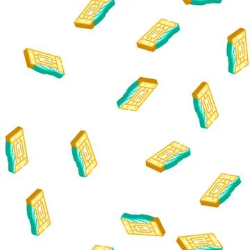 Box of cucumbers isometric icon seamless pattern Stock Illustration