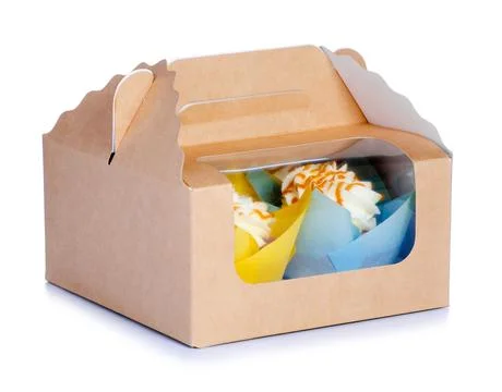 Box of cupcakes Stock Photos