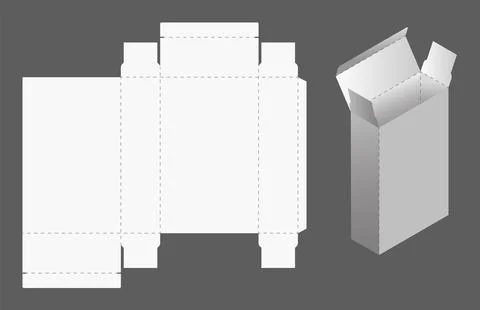 Box cut model. Package template layout for new design. Paper rectangular Stock Illustration