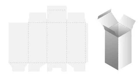 Box cut model. Package template layout for new design. Paper rectangular Stock Illustration