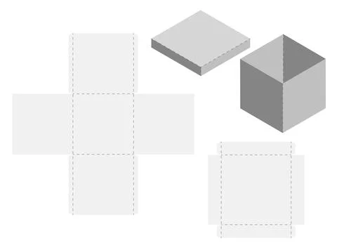 Box cut model. Package template layout for new design. Paper rectangular Stock Illustration