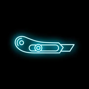 Box cutter utility knife neon glow icon Stock Illustration