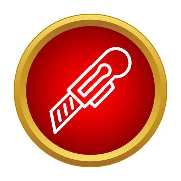 Box cutter utility tool in red circle icon Stock Illustration