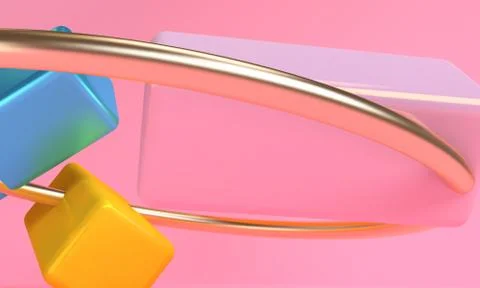 Box cyclinder  ring 3d abstract style background. Concept : poster, advertisi Stock Illustration