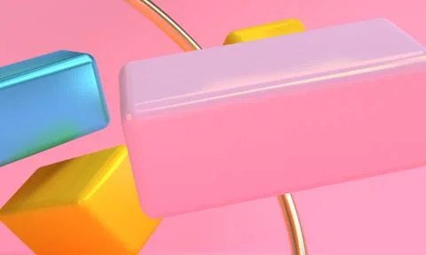 Box cyclinder  ring 3d abstract style background. Concept : poster, advertisi Stock Illustration