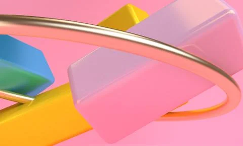 Box cyclinder  ring 3d abstract style background. Concept : poster, advertisi Stock Illustration