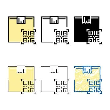 Box delivery individual qr code color icon minimal vector isolated Stockillustratie