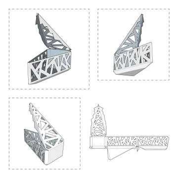 Box with Die Cut Template. Packing box For Food, Gift Or Other Products. On Illustrazione stock