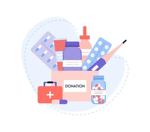 Box with different medicines. Stock Illustration