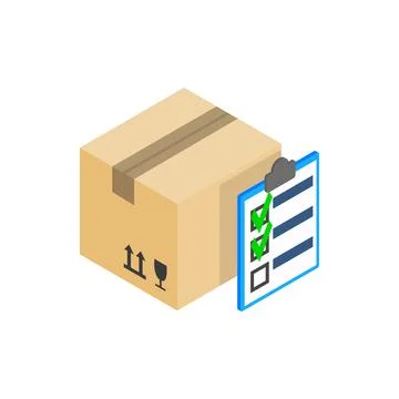 Box with with to do list icon, isometric 3d style Illustration