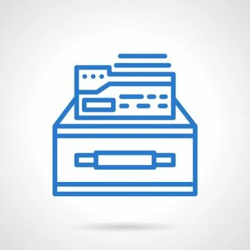 Box of documents blue simple line vector icon 库存插图