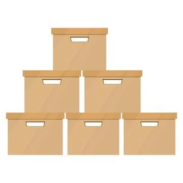 Box with documents. Overturned cardboard box with office files. Office cleaning. Stock Illustration