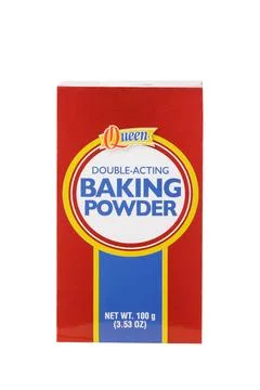 Box of Double Acting Baking Powder isolated on white background Stock Photos