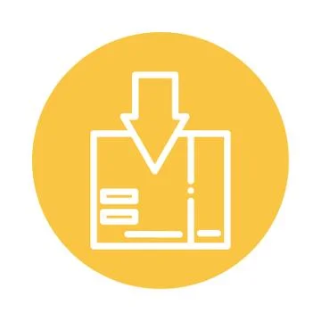 Box with down arrow block and flat style icon Illustrazione stock