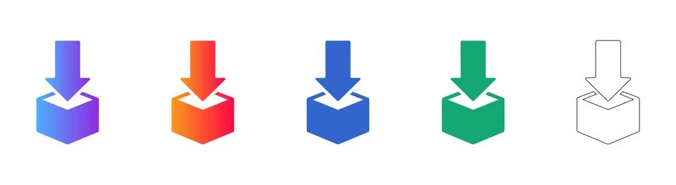Box Download Icon Set for E commerce and Logistics 스톡 일러스트