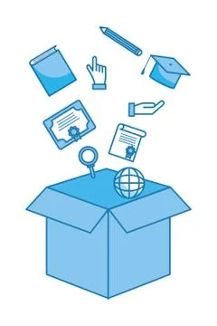 Box with education items Stockillustratie