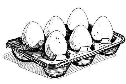 Box of eggs hand drawn ink sketch. Engraving style vector illustration. Stock Illustration