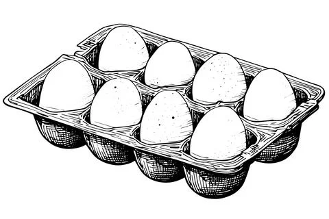 Box of eggs hand drawn ink sketch. Engraving style vector illustration. Stock Illustration