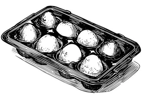 Box of eggs hand drawn ink sketch. Engraving style vector illustration. Stock Illustration