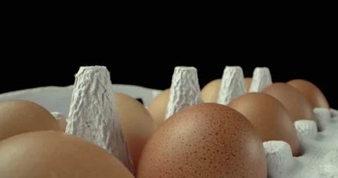 Box of eggs super macro closeup shoot Video stock 134823314