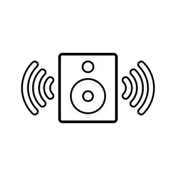 Box, electrical, loudspeaker line icon. Outline vector. Stock Illustration