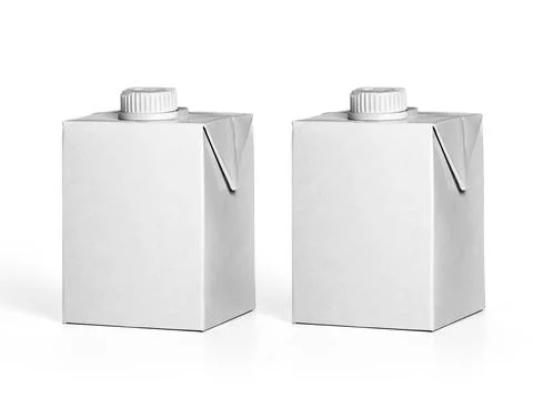 Box empty white fruit juice  isolated on white background Stock Photos