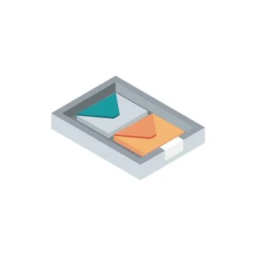 Box with envelopes correspondence postal mail isometric 스톡 일러스트