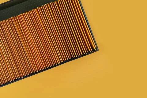 Box with envelopes on yellow background. Copy space, top view Stock Photos