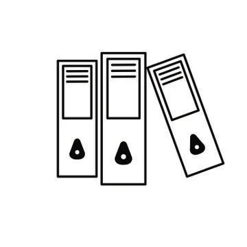 Box Files Flat Black and White Stock Illustration