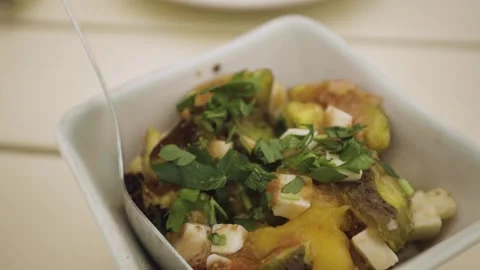 A box filled with different types of food on a tray Stock Footage 155461080