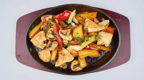 A box filled with different types of food on a plate Stock Photos