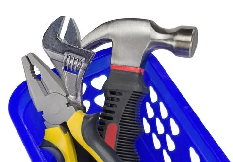 Box filled with tools Stock Photos