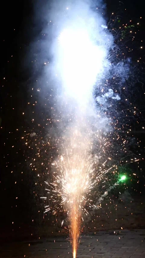 Box fireworks streamed gold and white sparks Stock Footage 301070822
