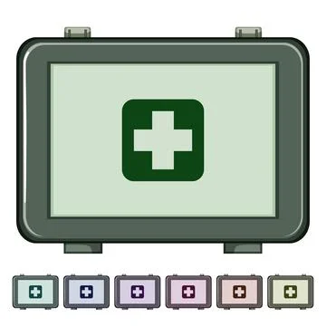 Box first aid kit cartoon vector graphic Stock Illustration