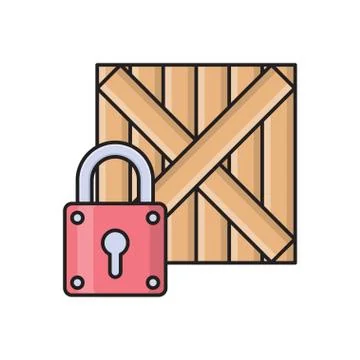 Box flat color icon Stock Illustration