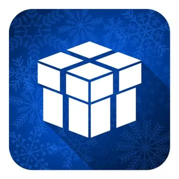 Box flat icon, christmas button. Stock Illustration
