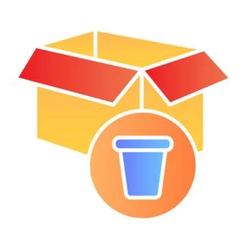 Box flat icon. Container with little cup sign. Zero waste design concept Stock Illustration