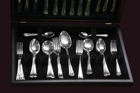 Box with flatware Stock Photos