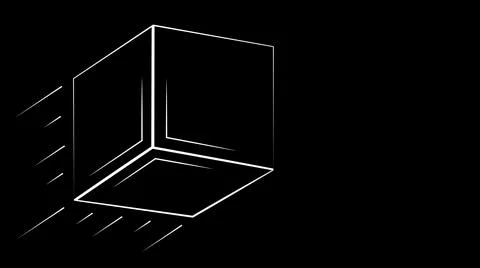 The box flies up, logo, black and white Stock Illustration