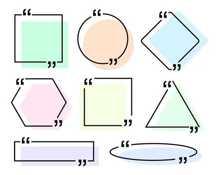 Box frame with quote set. Quote boxes message. Colorful Geometric blank template Stock Illustration