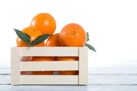 Box of fresh oranges Stock-Fotos