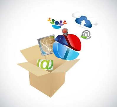 Box full of app and tools. illustration design Illustration