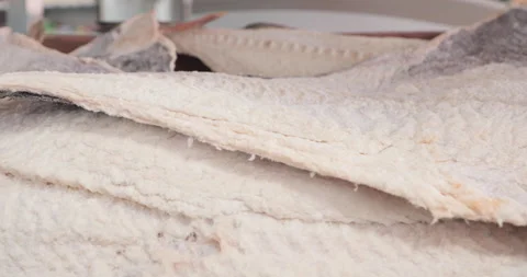 Box Full Of Dried Cod Fish. close up Stock Footage 148718268