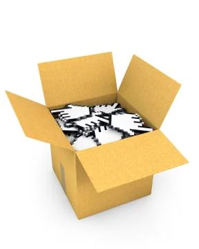 Box full of hand cursors Stock Illustration