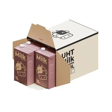 A Box Full Of Large Full Chocolate Milk 3D Render Illustration Stock Illustration